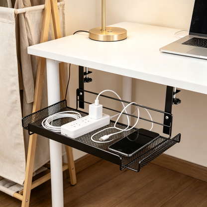 🖥️ Under-Desk Cable Tray | Mesh Cord Organizer