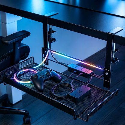 🖥️ Under-Desk Cable Tray | Mesh Cord Organizer