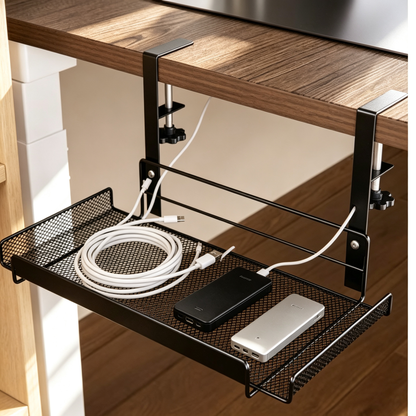 🖥️ Under-Desk Cable Tray | Mesh Cord Organizer